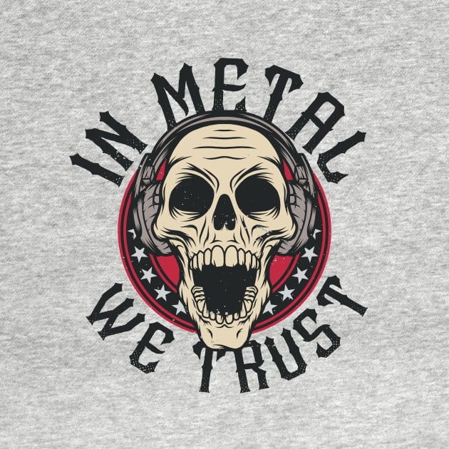 In Metal We Trust // Heavy Metal Skull with Headphones by SLAG_Creative